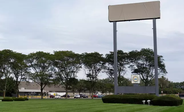 A UAW sign is posted outside old Navistar's plant in Springfield, Ohio, Wednesday, Sept. 30, 2026. (AP Photo/Carolyn Kaster)