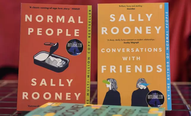 Sally Rooney's books are displayed for sale at a bookshop in London, Thursday, Oct. 15, 2026. (AP Photo/Kin Cheung)