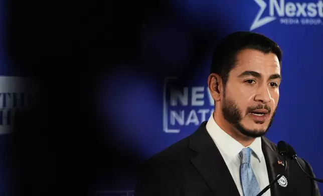 Democratic nominee for U.S. Senate Abdul El-Sayed, talks to the media after a televised debate with Republican nominee for U.S. Senate Mike Rogers at WOOD-TV, on Thursday, Oct. 8, 2026, in Grand Rapids, Mich. (AP Photo/Paul Sancya)