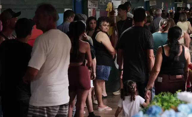 Voters line up at a polling station in São Paulo, Sunday, Oct. 4, 2026. (AP Photo/Ettore Chiereguini)