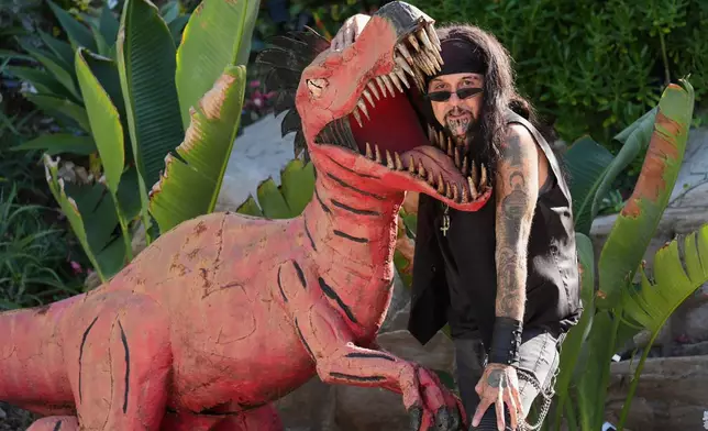 Al Jourgensen, leader of the industrial band Ministry, poses for a portrait on Friday, Oct. 16, 2026, at his home in Los Angeles. (AP Photo/Chris Pizzello)