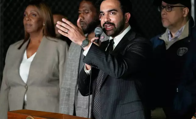 New York City Mayor Zohran Mamdani talks during a news conference near the scene of a shooting on Thursday, Oct. 8, 2026, in New York. (AP Photo/Seth Wenig)