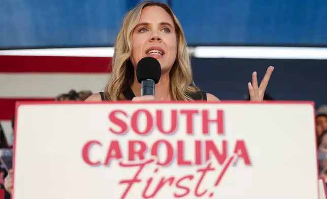 South Carolina Democratic Senate candidate Dr. Annie Andrews speaks to supporters during a campaign stop Thursday, Oct. 29, 2026, in Columbia, S.C. (AP Photo/Sam Wolfe)