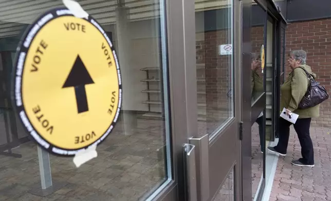 A voting location in Wainwright, Alberta, is seen on Monday, Oct. 19, 2026. (AP Photo/Ty O'Neil)