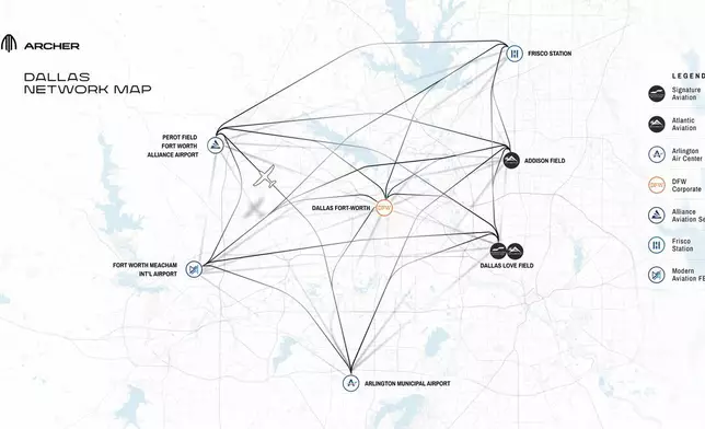 Archer’s planned Dallas–Fort Worth network