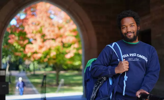Student Mike Whaley poses for a portrait at Villanova University in Villanova, Pa., Wednesday, Oct. 21, 2026. (AP Photo/Matt Rourke)