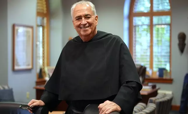 Villanova University President Rev. Peter M. Donohue poses for a portrait in his office Wednesday, Oct. 21, 2026, in Villanova, Pa. (AP Photo/Matt Rourke)