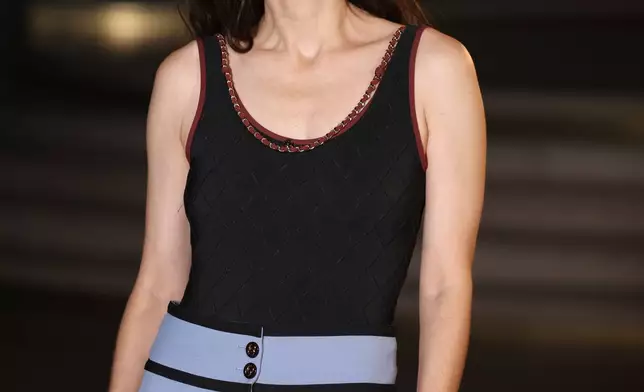 Marion Cotillard poses upon arrival at the Chanel Womenswear Spring Summer 2027 collection presented in Paris, France, Monday, Oct. 5, 2026. (AP Photo/Thomas Padilla)
