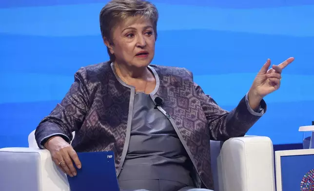 International Monetary Fund (IMF) Managing Director Kristalina Georgieva speaks during the annual meetings of the International Monetary Fund and the World Bank Group in Bangkok, Thailand, Friday, Oct. 16, 2026. (AP Photo/Dhitaraht Dhanarahtsombat)