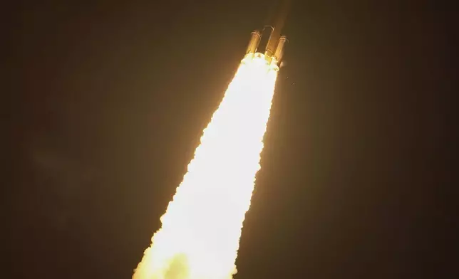 An H3 rocket lifts off from the Tanegashima Space Center in Kagoshima prefecture, southern Japan, Tuesday Oct. 20, 2026. (Naoki Hiraoka/Kyodo News via AP)