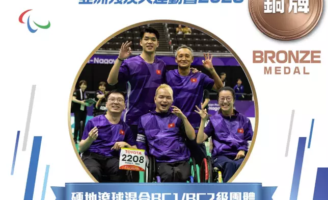 Loung John, Chan Pak-lun, Yeung Hiu-lam. Photo source: FB@China Hong Kong Paralympic Committee