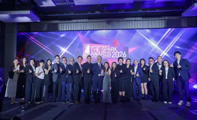 Photo 1: TVB Limited once again earned "Media of the Year" at The Spark Awards 2026. Mr. SIU Sai Wo, General Manager (Business Operations) of TVB Limited (Eleventh right), and the TVB marketing and sales team joined client representatives to celebrate collaborative success.