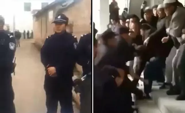 武警驅趕在場的信眾雙方發生衝突。網上圖片