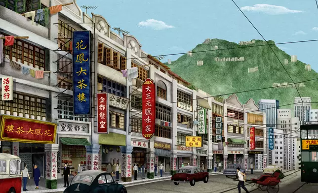 60年代的香港，街道上充滿舊式的招牌。