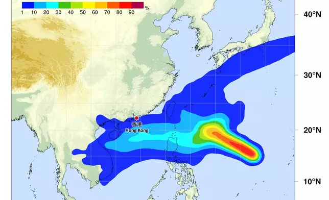 天文台指艾莎尼會在未來數日橫過菲律賓以東海域，隨後路徑及強度存在變數。熱帶氣旋路徑概率預報
