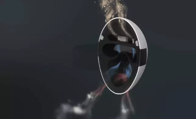 而空氣則會從前額的孔洞流入，經過過濾器才流到鼻子與嘴巴，吐氣後再由下巴兩邊的氣孔排出。(網上圖片)