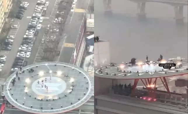 在汝矣島的大廈天台上搭建了超巨圓形舞台（網上圖片）