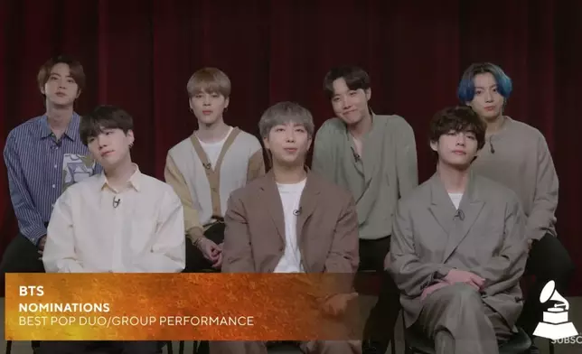 BTS成為韓國首位入圍及於格林美舞台上單獨表演的歌手(網上圖片)