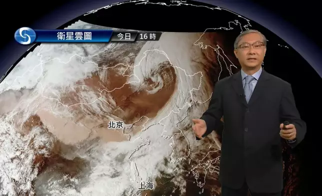 華北的沙塵暴可以在衛星圖像上看到。天文台截圖