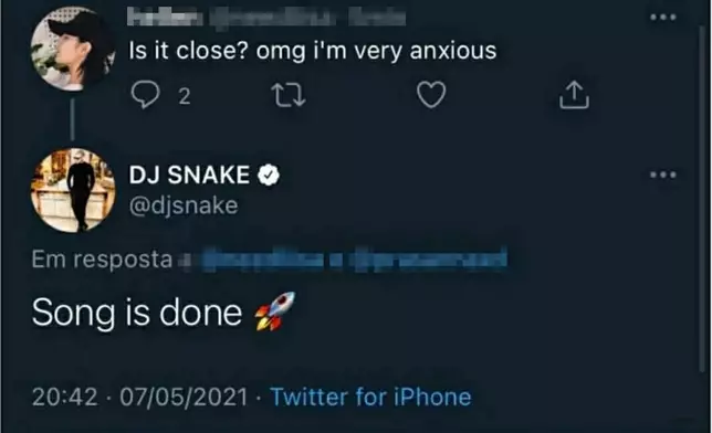 DJ Snake曾意外劇透了合作的消息（網上圖片）