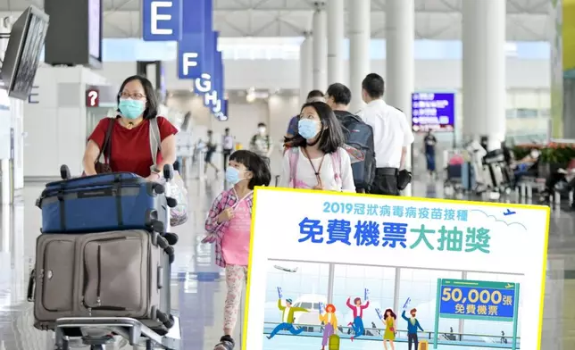 機管局推出疫苗抽獎活動，送出機票。資料圖片/網頁截圖