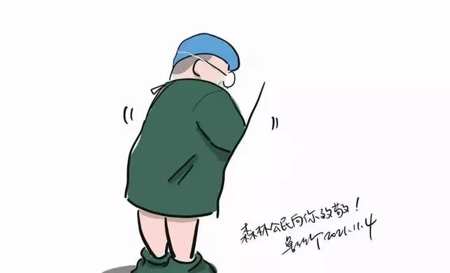 有網民將此事繪成插畫表揚葉敬霆。網上圖片