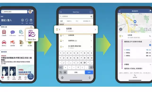 其中一個使用方法是搜尋附近交通工具的到站時間。港鐵圖片