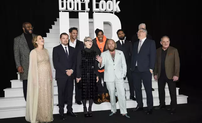 同場還有梅麗史翠普、Jonah Hill等亮相《千萬別抬頭》紐約首映。（AP圖片）