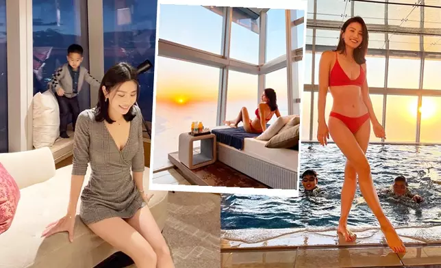 Coffee同家人一齊去staycation，不忘騷弗爆身材。