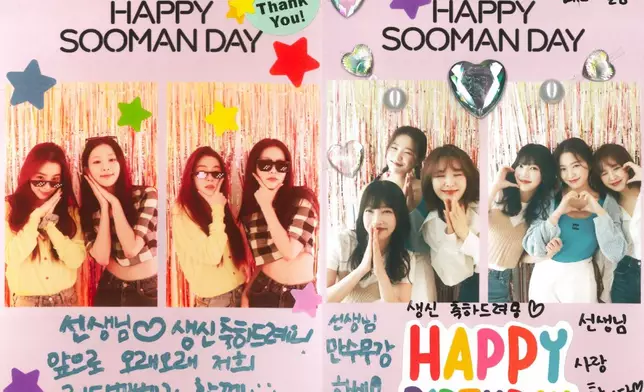 Red Velvet亦在照片上寫上祝賀留言（網上圖片）