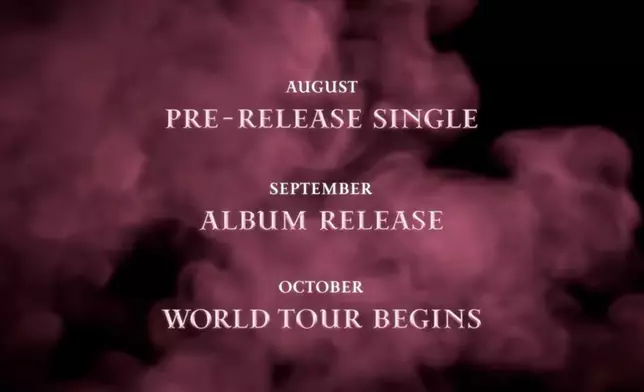 9月正式推出新專輯，10月展開世界巡迴演唱會（網上圖片）