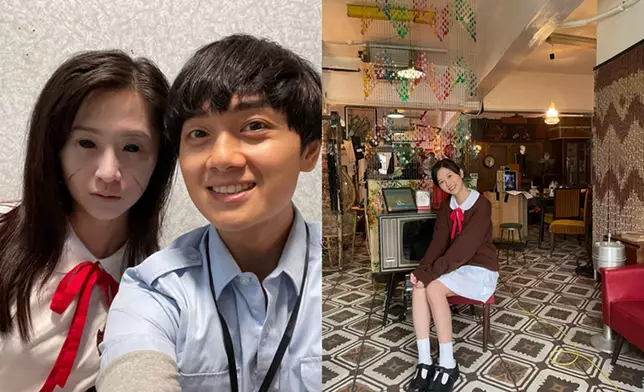 妝前妝後對比圖。Carmen與鄭俊弘
