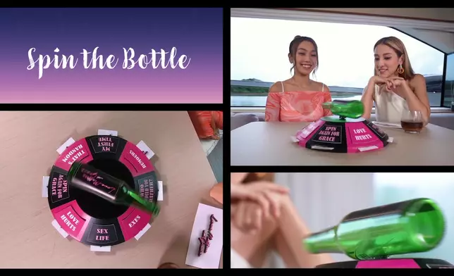 Grace與Lesley大玩「Spin the Bottle」遊戲。