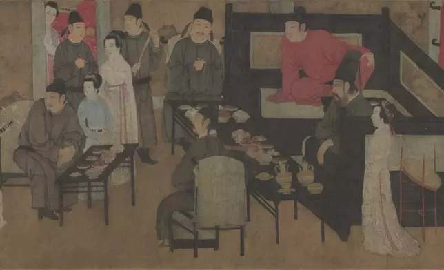 五代十國‧南唐‧顧閎中《韓熙載夜宴圖》(局部)。可見五代十國貴族奢靡的生活。(網上圖片)