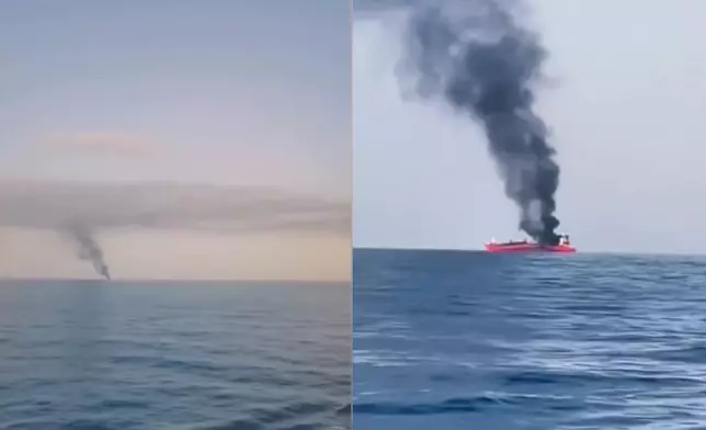從影片見油船冒出大量濃烟。影片截圖