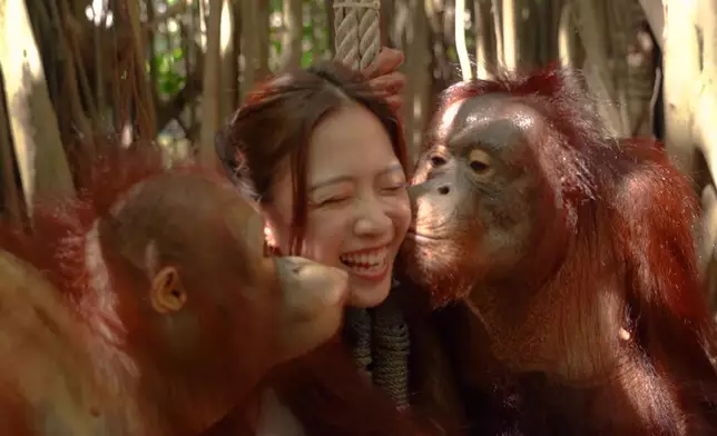 彭慧中獲猩猩獻吻錫足20啖。