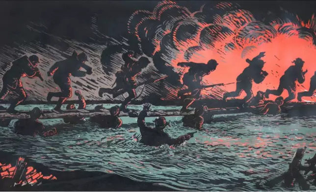 古元作品《人橋》(網上圖片)