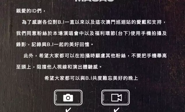 主辦方特別准許觀眾們在演出和福利活動進行期間以手機拍攝（主辦單位提供圖片）