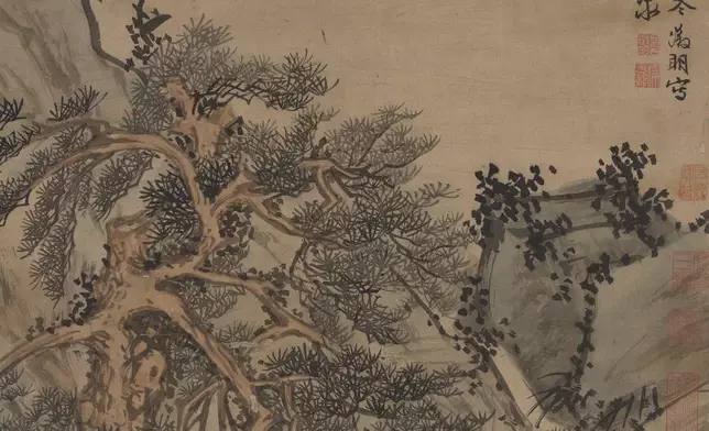 藝術作品為求效果，往往採用奇特的技藝。如圖中明‧董其昌《夏木垂陰》，樹上的一點點像「點蠅」嗎？(網上圖片)