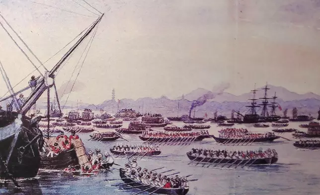 二次鴉片戰爭的失敗使清廷終於明白到自身海軍實力不足的事實。圖為第二次鴉片戰爭中被英法聯軍攻陷的廣州。(資料圖片)