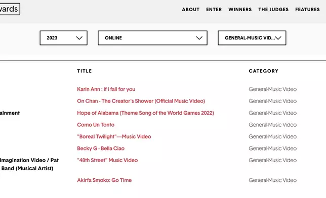 Online-General Music Video銅獎