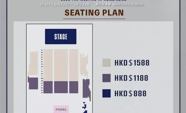 2023 KANG MIN HYUK x LEE JUNG SHIN FROM CNBLUE 'THE BUDDY'FAN MEETING IN HONG
   KONG》座位表（主辦單位提供圖片）
