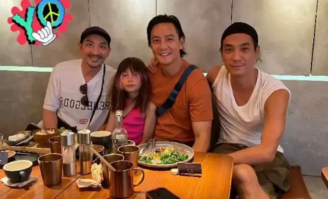 Daniel最近帶同老婆和10歲囡囡從美國返香港，與李璨琛及李煒尚飯聚