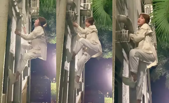 薇薇喺社交網上載爬水渠片段，大晒力的表現！