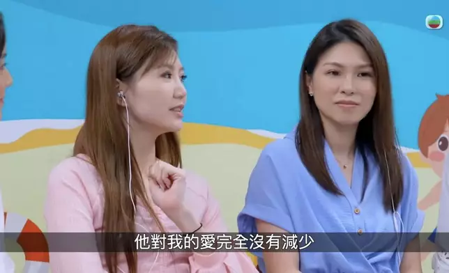 Jinny嚟到呢刻都忍唔住讚老公對佢嘅愛一直都冇變，聽到敏之羨慕到眼都凸埋。