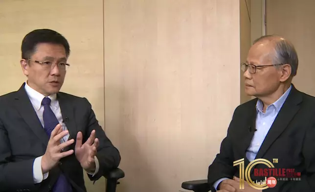 創新科技及工業局局長孫東(左)與《巴士的報》副社長黎廷瑤(右)