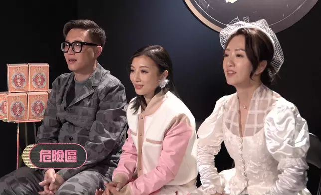 劉可（左起）、陳蒨葶同埋王玥齊齊喺危險區「過新年」。