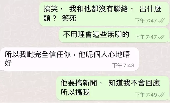 楊思琦在IG貼出Whatsapp對話截圖。