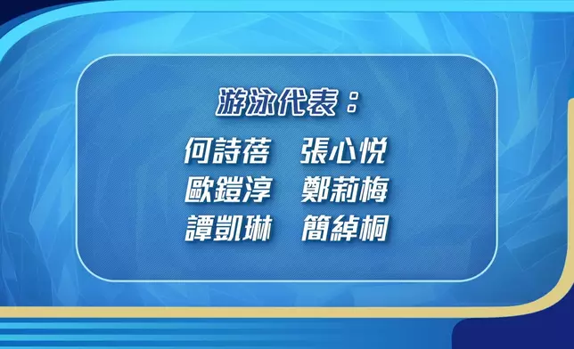 何詩蓓、江旻憓、張心悅等游泳、劍擊、乒乓球、羽毛球及體操等港隊運動員代表，將齊齊於7月27日首度出戰。（如有更改，以電視台最新公布為準）