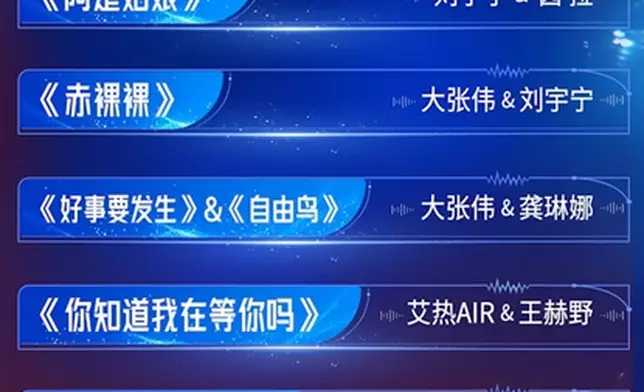 節目組公布29日的競演歌單陣容已沒有了古巨基